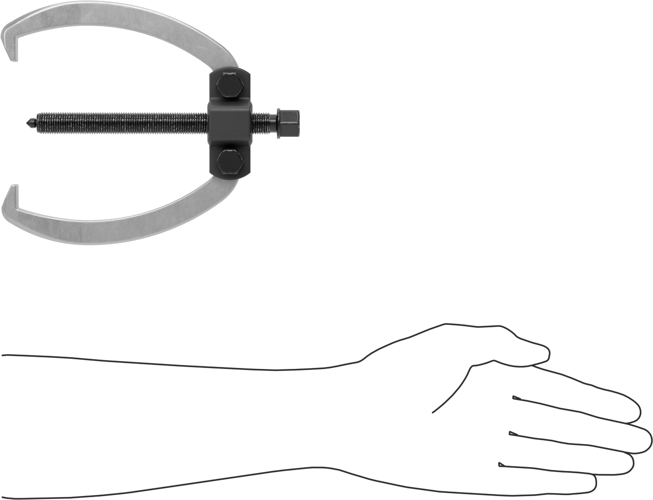 Quick-Hold Dış Kavrama Dişli ve Yatak Çekici, 2 Çene, 1 Uçlu Uçlar, Yaylı, 0.75"-4.75" OD