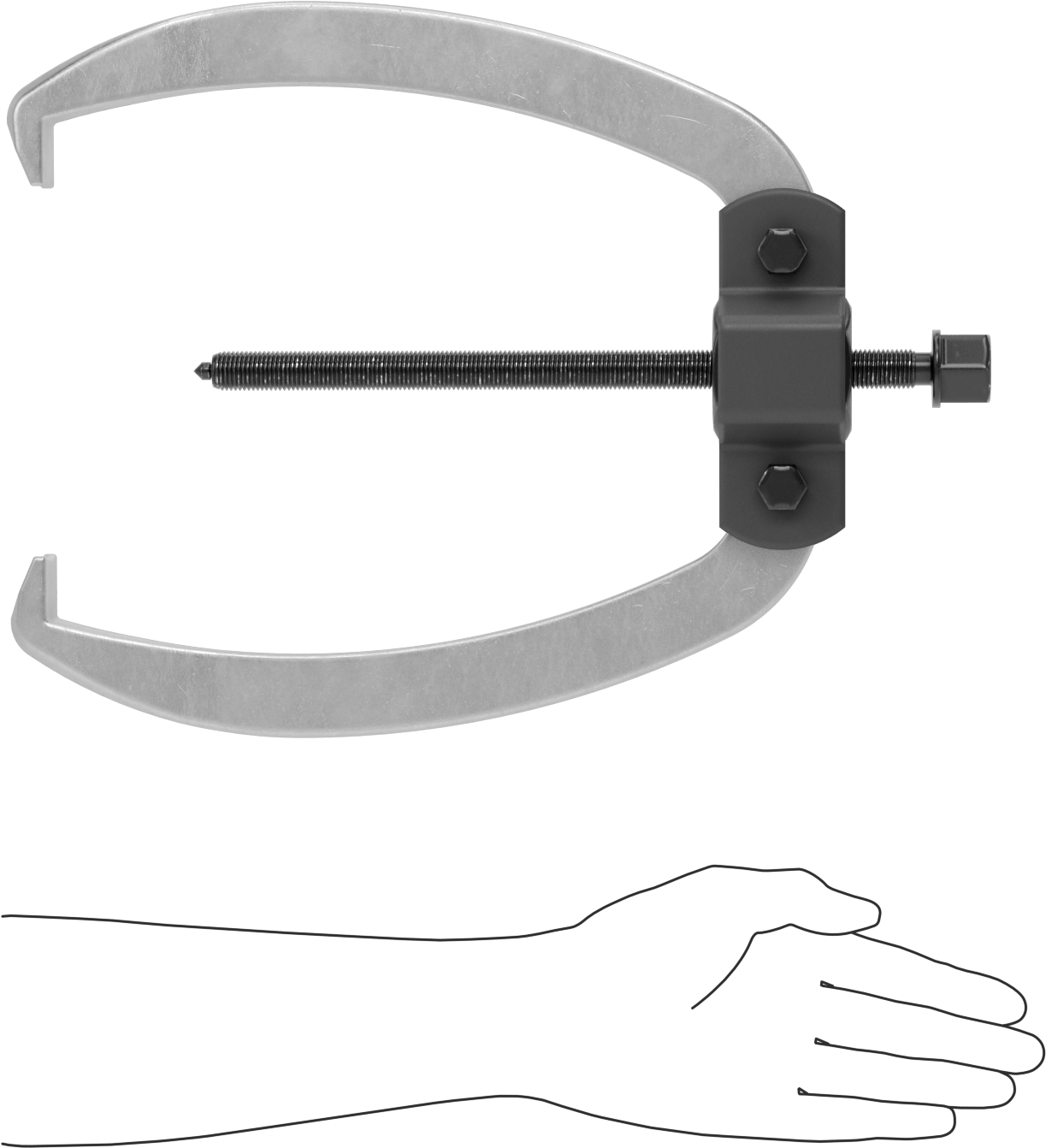Quick-Hold Dış Kavrama Dişli ve Yatak Çekici, 2 Çene, 1 Uçlu Uçlar, Yaylı, 7/8" ila 11-7/8" OD