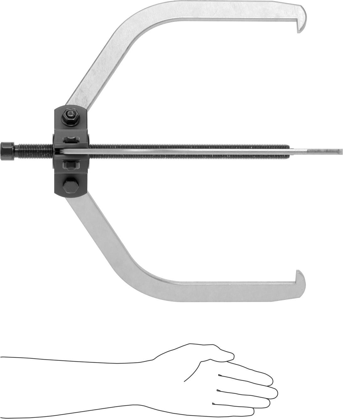 Quick-Hold Dış Kavrama Dişli ve Yatak Çekici, 3 Çene, 1 Uçlu Uçlar, Yaylı, 7/8" ila 23-5/8" OD
