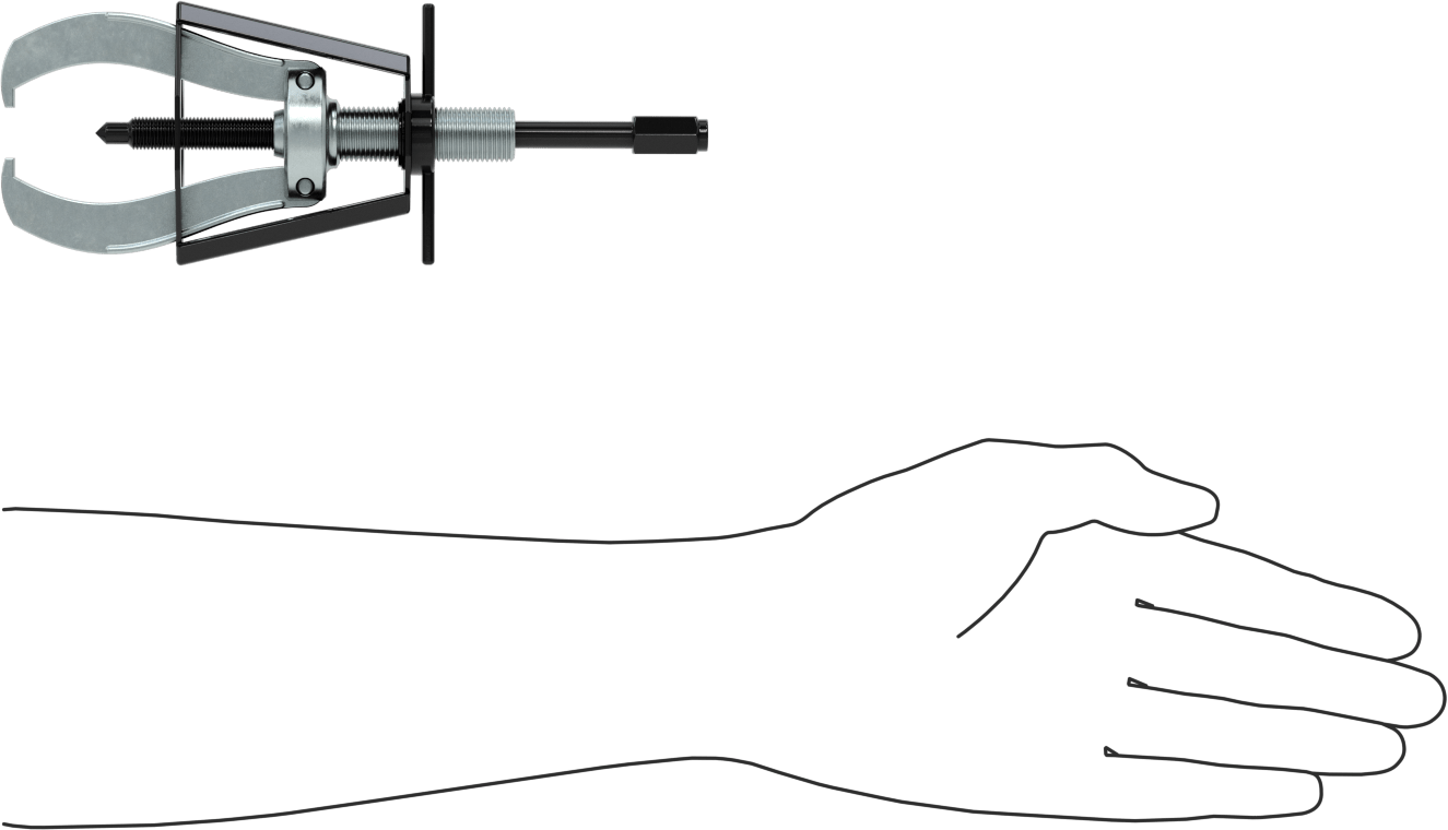Quick-Hold Dış Kavrama Dişli ve Yatak Çekici, Bir Ucunda Uçlu 2 Çene, Kafes Kontrolü, 1/4" ila 4-1/4" OD