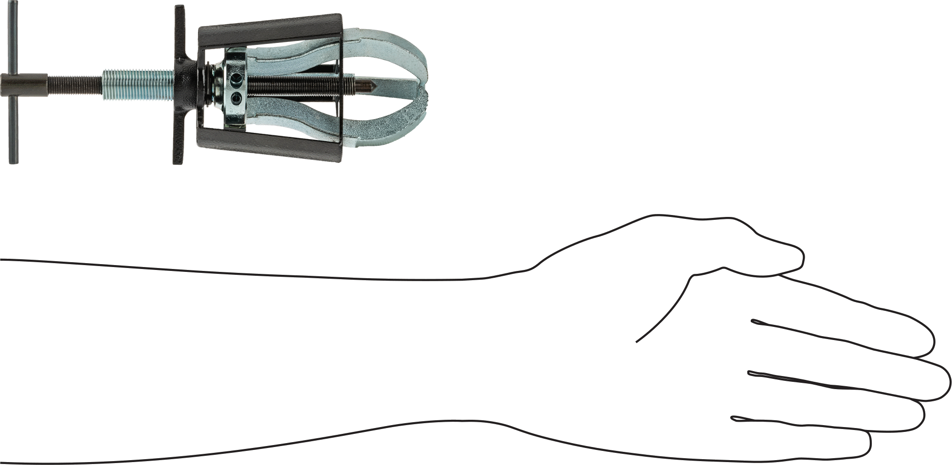 Quick-Hold Dış Kavrama Dişli ve Yatak Çekici, Bir Ucunda Uçlu 3 Çene, Kafes Kontrolü, 1/4" ila 4-1/2" OD