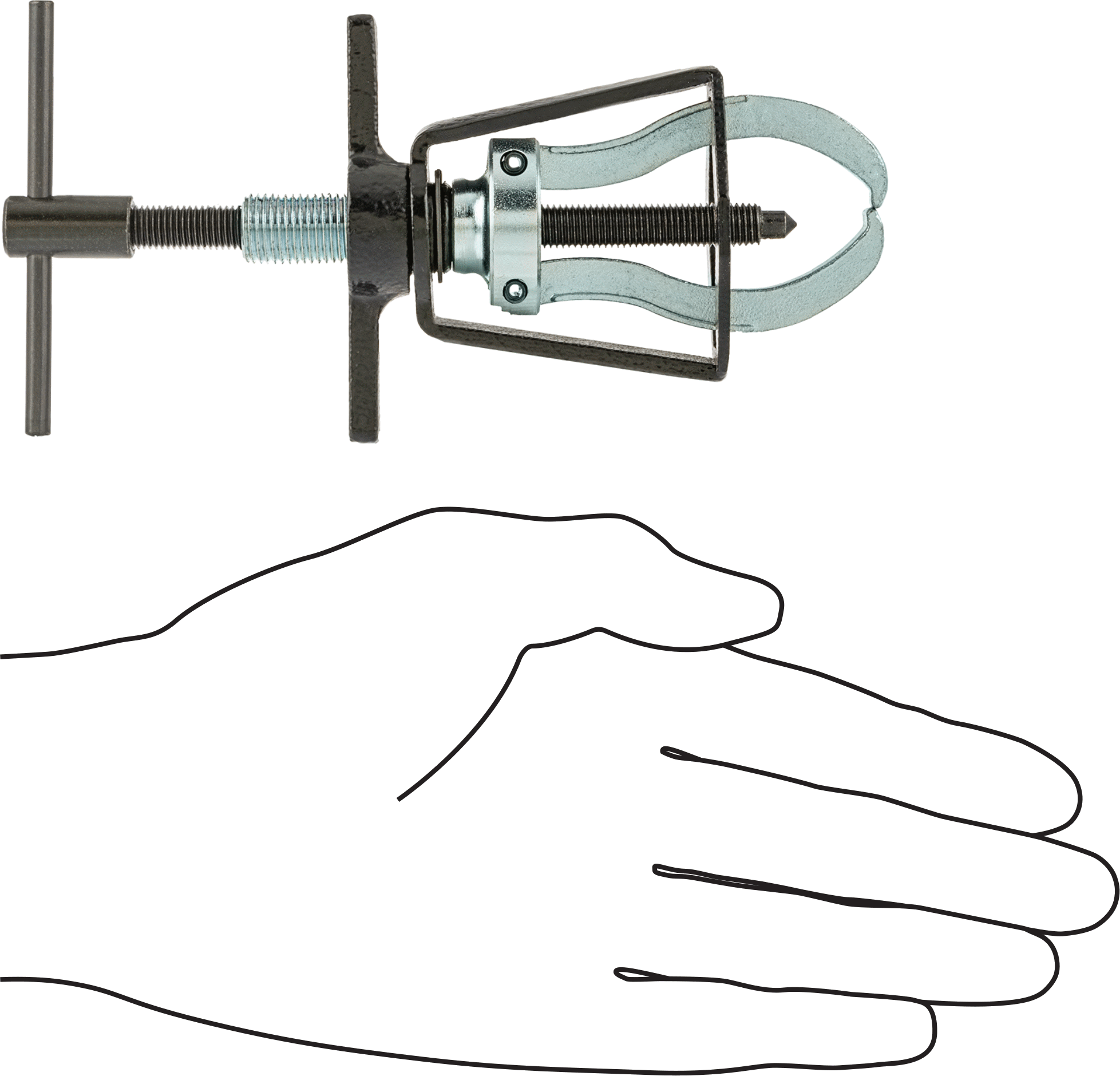 Quick-Hold Dış Kavrama Dişli ve Yatak Çekici, Bir Ucunda Uçlu 2 Çene, Kafes Kontrolü, 1/4" ila 3-1/4" OD