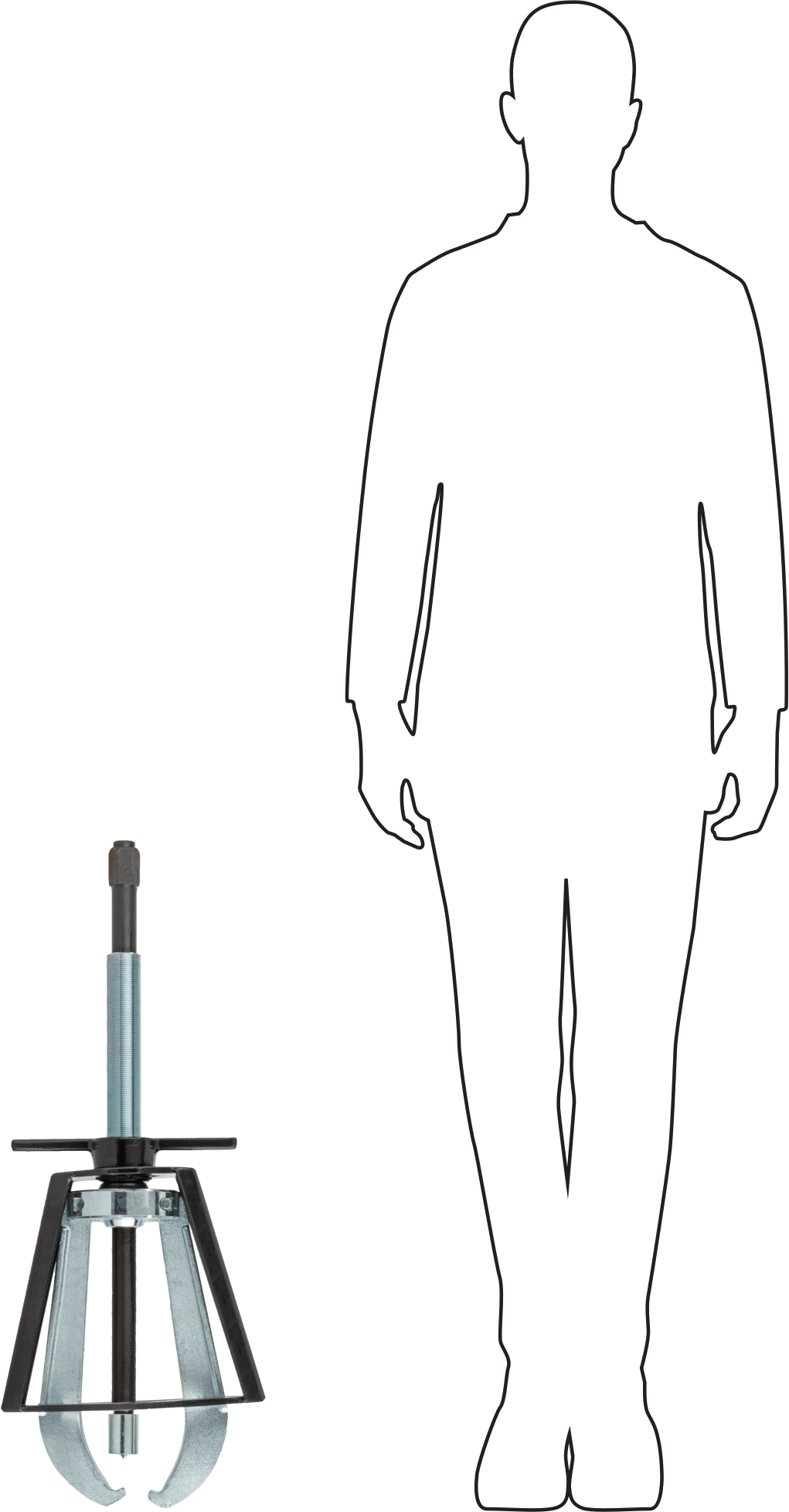 Quick-Hold Dış Kavrama Dişli ve Yatak Çekici, Bir Ucunda Uçlu 2 Çene, Kafes Kontrolü, 2,5“-18” dış çap