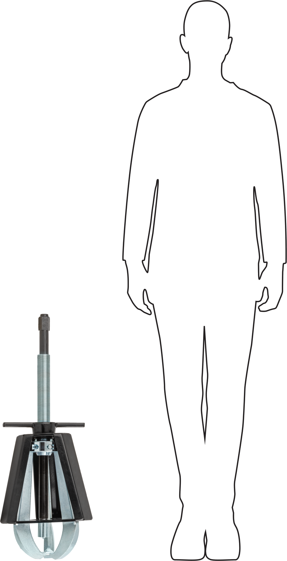 Quick-Hold Dış Kavrama Dişli ve Yatak Çekici, Bir Ucunda Uçlu 3 Çene, Kafes Kontrolü, 2,5“-18” dış çap