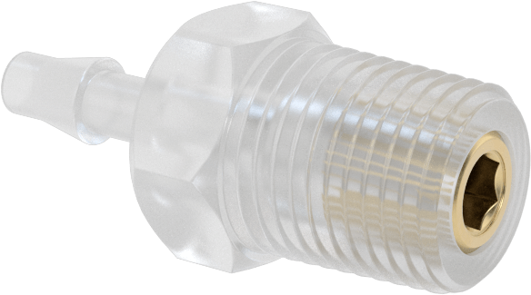 Dikenli Bağlantı Parçalı Naylon Delikli Vana, Adaptör, 1/8 NPT Erkek, 1/8" Boru İç Çapı için, 0,033 inç Çap