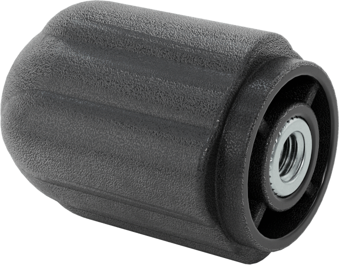 Comfort-Grip Plastik Yivli Topuz, 3/8"-16 Dişli Delikli, 1-11/16" Baş Çapı