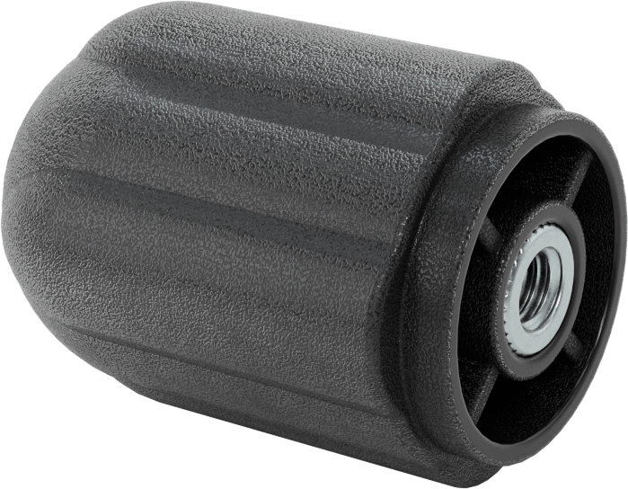 Comfort-Grip Plastik Yivli Topuz, 3/8"-16 Dişli Delikli, 1-7/8" Baş Çapı