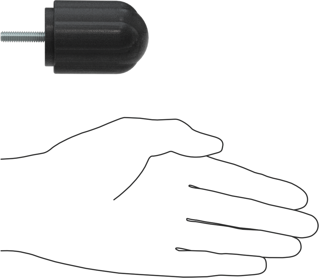 Comfort-Grip Plastik Yivli Topuz, 1/4“-20 Dişli 1” Uzunlukta Saplama, 1-11/16" Baş Çapı