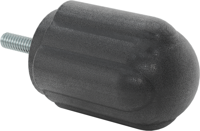 Comfort-Grip Plastik Yivli Topuz, 1/4“-20 Dişli 1” Uzunlukta Saplama, 1-11/16" Baş Çapı