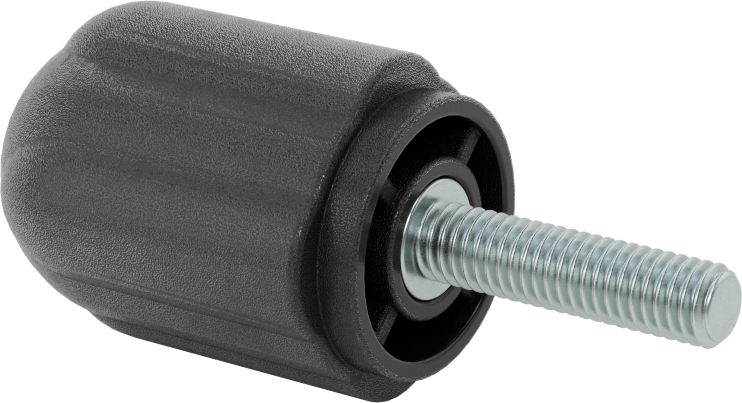 Comfort-Grip Plastik Yivli Topuz, 3/8“-16 Dişli 1-1/2” Uzunlukta Saplama ile, 1-11/16" Baş Çapı