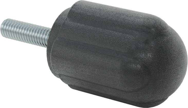 Comfort-Grip Plastik Yivli Topuz, 3/8“-16 Dişli 1-1/2” Uzunlukta Saplama ile, 1-11/16" Baş Çapı