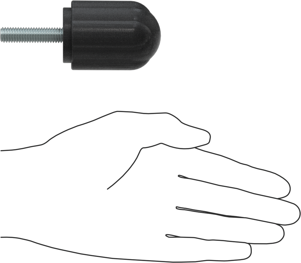 Comfort-Grip Plastik Yivli Topuz, 3/8“-16 Dişli 1-1/2” Uzunlukta Saplama ile, 1-11/16" Baş Çapı