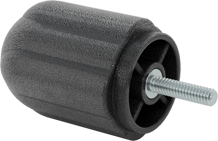 Comfort-Grip Plastik Yivli Topuz, 1/4“-20 Dişli 1” Uzunlukta Saplama, 1-7/8" Baş Çapı