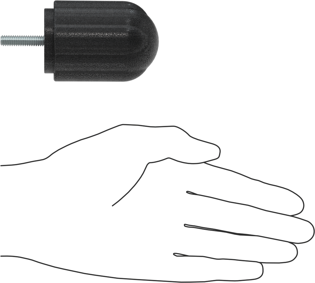 Comfort-Grip Plastik Yivli Topuz, 1/4“-20 Dişli 1” Uzunlukta Saplama, 1-7/8" Baş Çapı