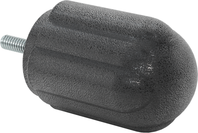 Comfort-Grip Plastik Yivli Topuz, 1/4“-20 Dişli 1” Uzunlukta Saplama, 1-7/8" Baş Çapı