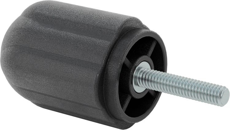 Comfort-Grip Plastik Yivli Topuz, 5/16“-18 Dişli 1-1/2” Uzunlukta Saplama, 1-7/8" Baş Çapı