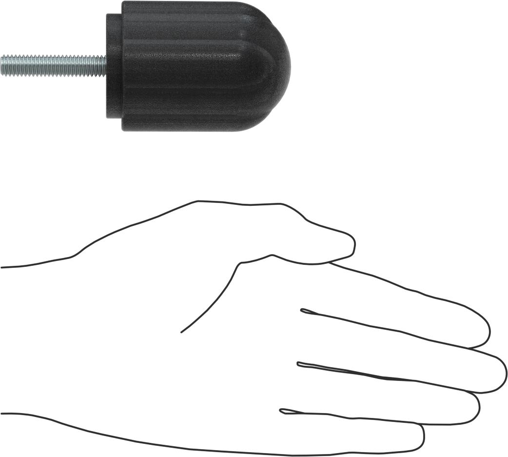 Comfort-Grip Plastik Yivli Topuz, 5/16“-18 Dişli 1-1/2” Uzunlukta Saplama, 1-7/8" Baş Çapı