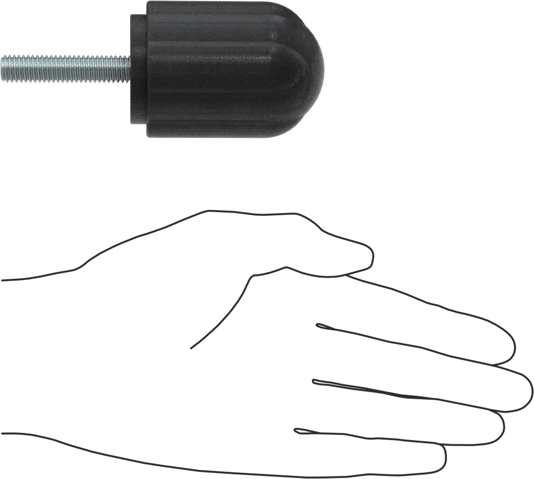 Comfort-Grip Plastik Yivli Topuz, 3/8“-16 Dişli 1-3/4” Uzunlukta Saplama ile, 1-7/8" Baş Çapı