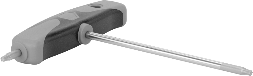 Yüksek Kaldıraçlı Krom Kaplı Çelik T-Kolu Torx Anahtarı, T10 Tahrik Boyutu, 4-15/16" Toplam Uzunluk