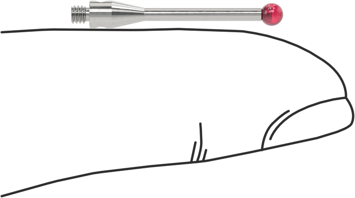 Renishaw Prob İğnesi, Yakut Top Uçlu, M2 x 0.4 mm, Model Numarası A-5000-7804