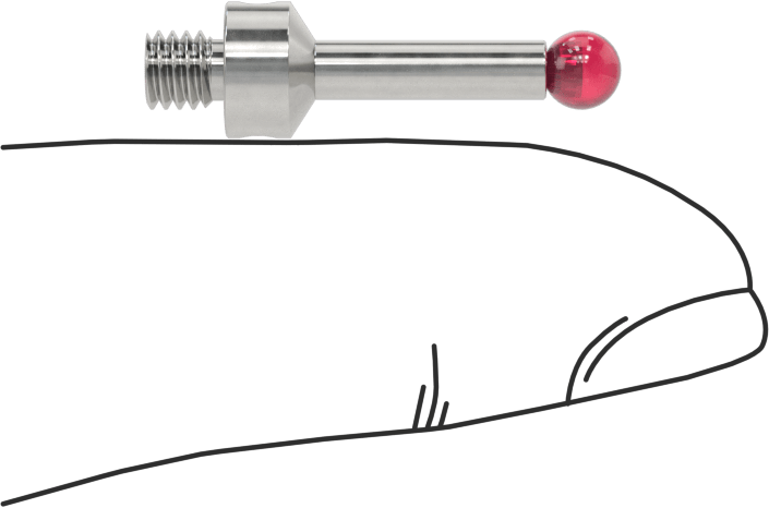 Renishaw Prob İğnesi, Yakut Top Uçlu, M4 x 0.7 mm, Model Numarası A-5000-7551