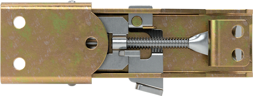Ayarlanabilir Tutamaklı Çekme Mandalı, Emniyet Mandallı, Sarı Kromatlı Çinko, 3-1/2" Uzunluk, 1-1/4" Genişlik