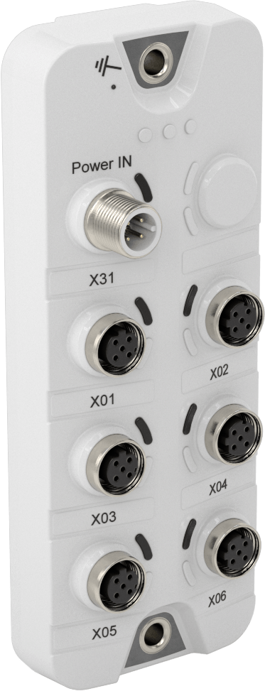 Mikro M12 Ethernet Anahtarı, Ethernet/IP, MODBUS Tcp, Güç Girişli A-Kodlu, IP69K