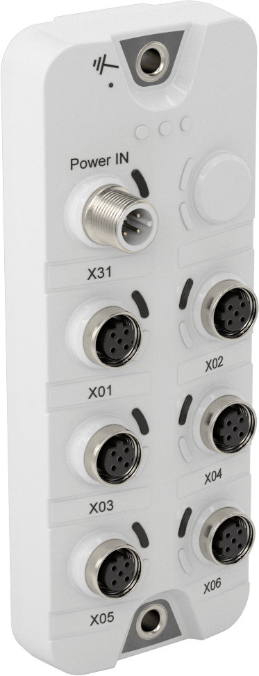 Mikro M12 Ethernet Anahtarı, Profinet, Güç Girişli A-Kodlu, IP69K