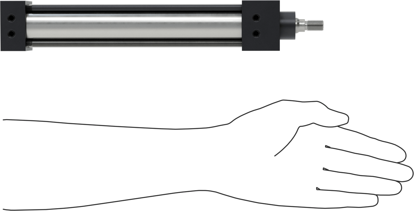 NFPA Bağlantı Çubuğu Hava Silindiri Montajı, Sensör Hazır, 1-1/2" Delik Çapı, 7-1/2" Strok Uzunluğu
