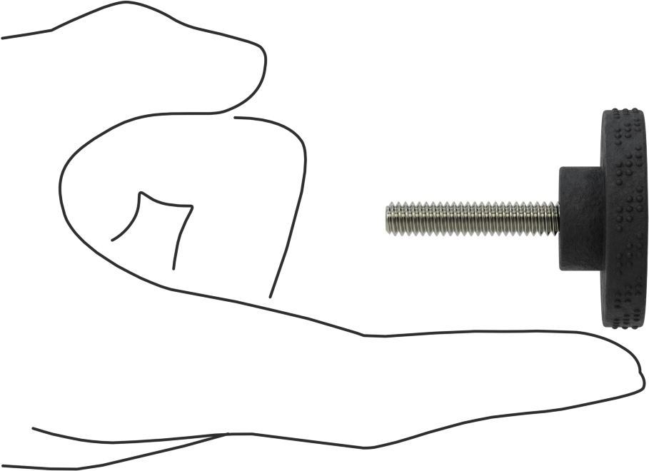 Comfort-Grip Plastik Tırtıllı Düğme, 1/4“-20 Dişli 1-1/4” Uzunluğunda Saplama ile, 1-9/16" Baş Çapı