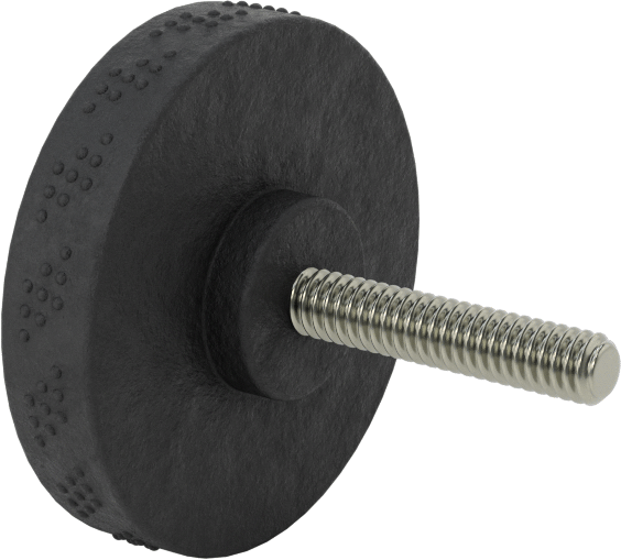 Comfort-Grip Plastik Tırtıllı Düğme, 1/4“-20 Dişli 1-1/4” Uzunluğunda Saplama ile, 2" Baş Çapı