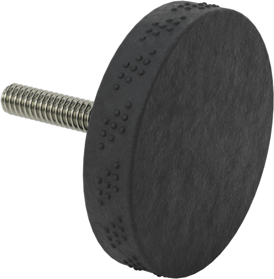 Comfort-Grip Plastik Tırtıllı Düğme, 1/4“-20 Dişli 1-1/4” Uzunluğunda Saplama ile, 2" Baş Çapı