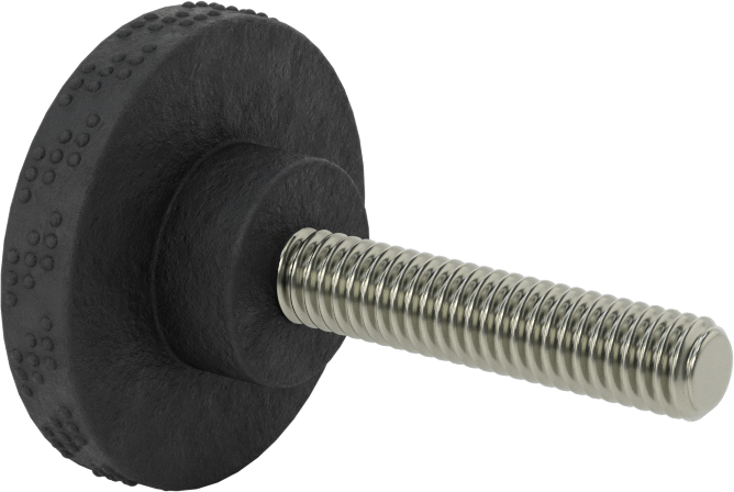 Comfort-Grip Plastik Tırtıllı Düğme, 5/16“-18 Dişli 1-1/2” Uzunlukta Saplama, 1-9/16" Baş Çapı