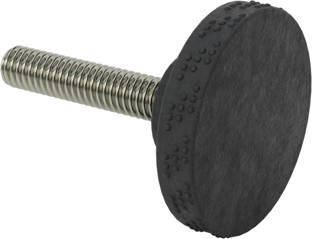 Comfort-Grip Plastik Tırtıllı Düğme, 5/16“-18 Dişli 1-1/2” Uzunlukta Saplama, 1-9/16" Baş Çapı