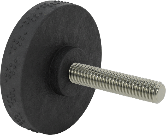Comfort-Grip Plastik Tırtıllı Düğme, 5/16“-18 Dişli 1-1/2” Uzunlukta Saplama, 2" Baş Çapı