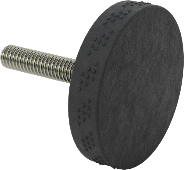 Comfort-Grip Plastik Tırtıllı Düğme, 5/16“-18 Dişli 1-1/2” Uzunlukta Saplama, 2" Baş Çapı
