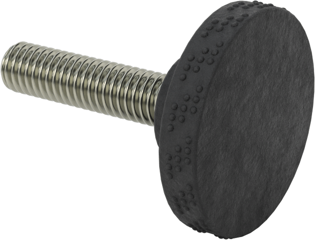 Comfort-Grip Plastik Tırtıllı Düğme, 3/8“-16 Dişli 1-1/2” Uzunlukta Saplama ile, 1-9/16" Baş Çapı