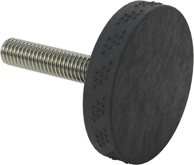Comfort-Grip Plastik Tırtıllı Düğme, 3/8“-16 Dişli 1-3/4” Uzunlukta Saplama ile, 2" Baş Çapı