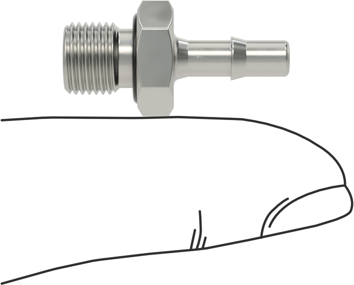 Pirinç Düşük Basınçlı Dikenli Boru Bağlantısı, Nikel Kaplı, Adaptör, 6 mm Boru İç Çapı x M8 Erkek Diş