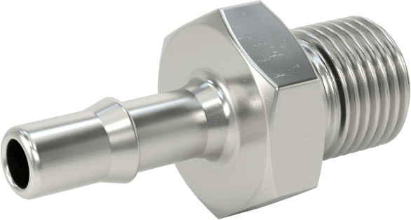 Pirinç Düşük Basınçlı Dikenli Boru Bağlantısı, Nikel Kaplı, Adaptör, 6 mm Boru İç Çapı x M8 Erkek Diş