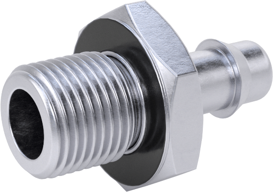 Pirinç Düşük Basınçlı Dikenli Boru Bağlantısı, Nikel Kaplı, Adaptör, 6 mm boru iç çapı x 1/8 BSPP erkek