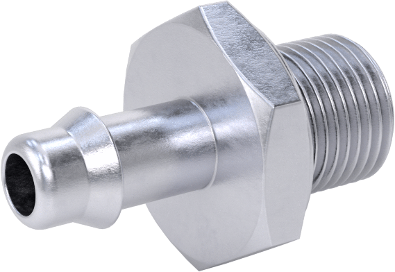 Pirinç Düşük Basınçlı Dikenli Boru Bağlantısı, Nikel Kaplı, Adaptör, 6 mm boru iç çapı x 1/8 BSPP erkek