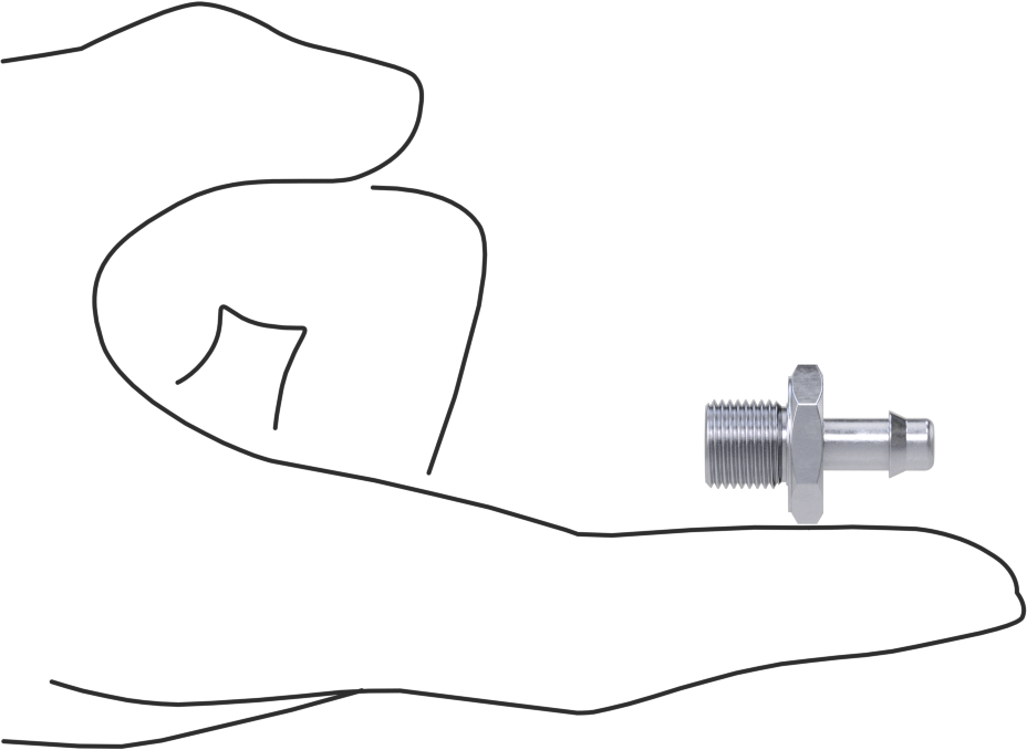 Pirinç Düşük Basınçlı Dikenli Boru Bağlantısı, Nikel Kaplı, Adaptör, 6 mm boru iç çapı x 1/8 BSPP erkek