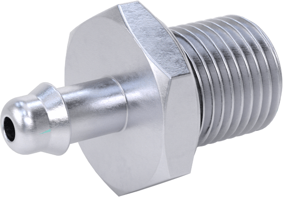 Pirinç Düşük Basınçlı Dikenli Boru Bağlantısı, Nikel Kaplı, Adaptör, 6 mm Boru İç Çapı x 1/4 BSPP Erkek