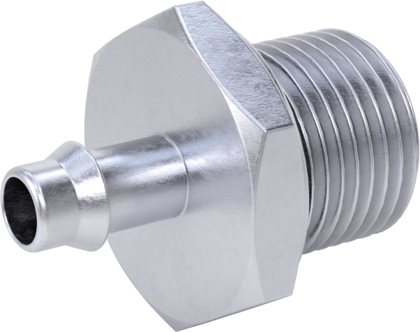 Pirinç Düşük Basınçlı Dikenli Boru Bağlantısı, Nikel Kaplı, Adaptör, 8 mm boru iç çapı x 1/2 BSPP erkek