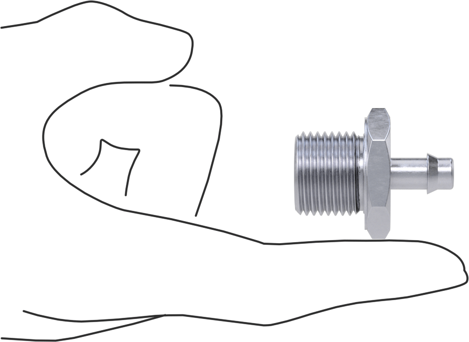 Pirinç Düşük Basınçlı Dikenli Boru Bağlantısı, Nikel Kaplı, Adaptör, 8 mm boru iç çapı x 1/2 BSPP erkek