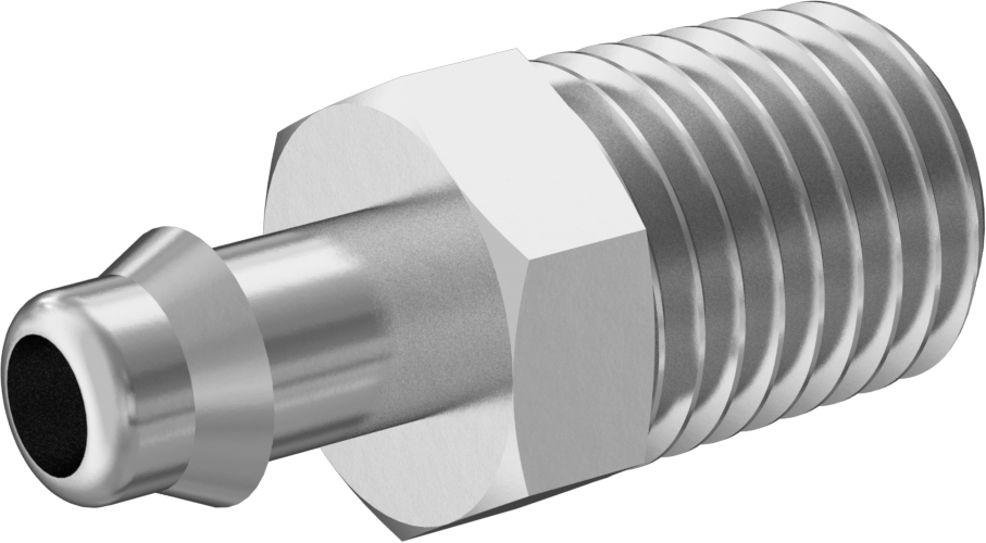 Pirinç Düşük Basınçlı Dikenli Boru Bağlantısı, Nikel Kaplı, Adaptör, 4 mm Boru İç Çapı x 1/16 NPT Erkek için