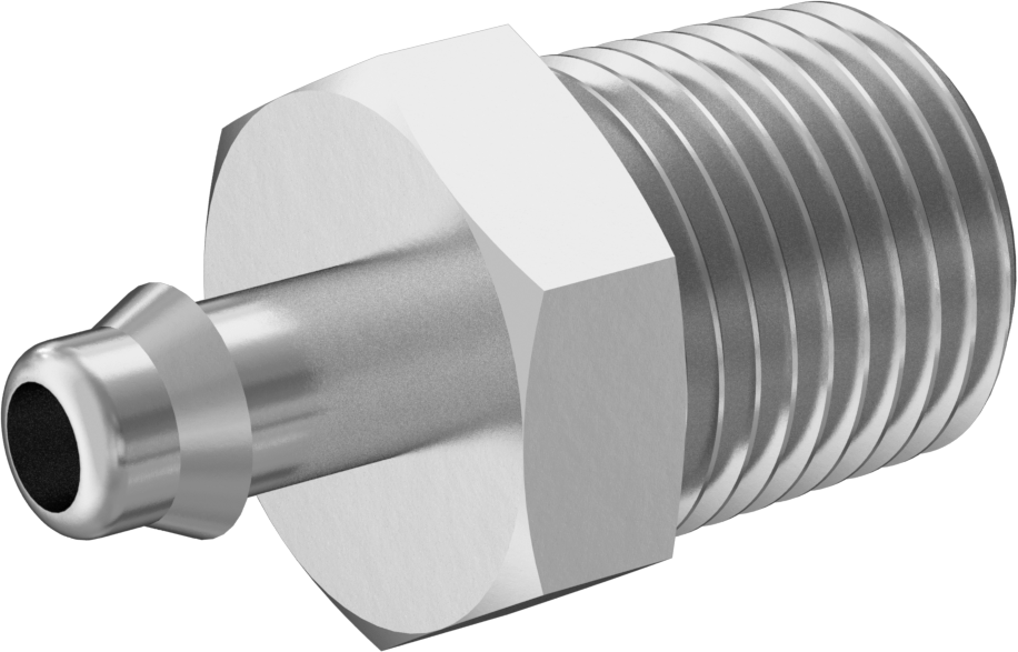 Pirinç Düşük Basınçlı Dikenli Boru Bağlantısı, Nikel Kaplı, Adaptör, 4 mm boru iç çapı x 1/8 NPT erkek