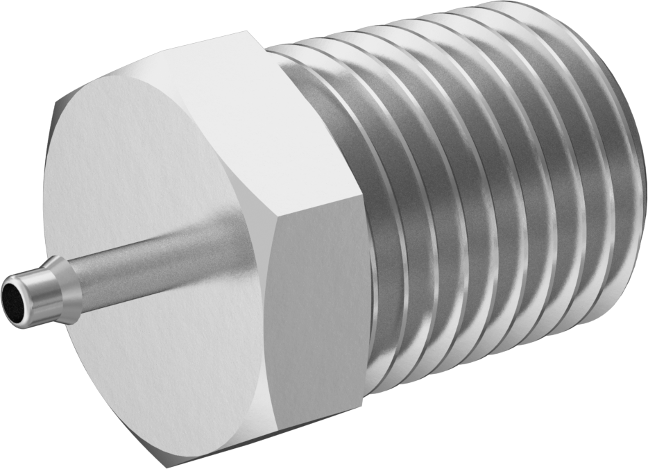 Pirinç Düşük Basınçlı Dikenli Boru Bağlantısı, Nikel Kaplı, Adaptör, 2 mm boru iç çapı x 1/4 NPT erkek