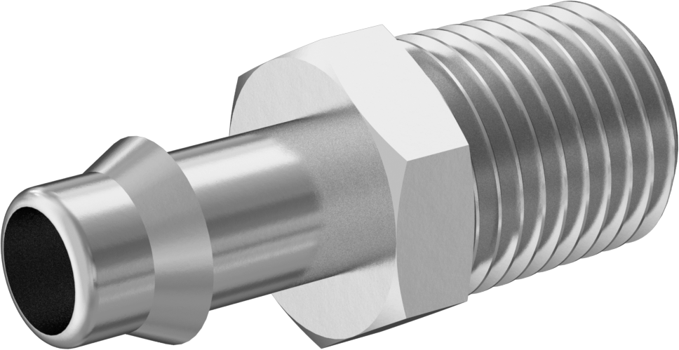Pirinç Düşük Basınçlı Dikenli Boru Bağlantısı, Nikel Kaplı, Adaptör, 8 mm boru iç çapı x 1/4 NPT erkek